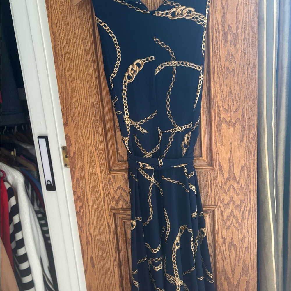 Ralph Lauren Blue and Black Sleeveless Maxi Dress